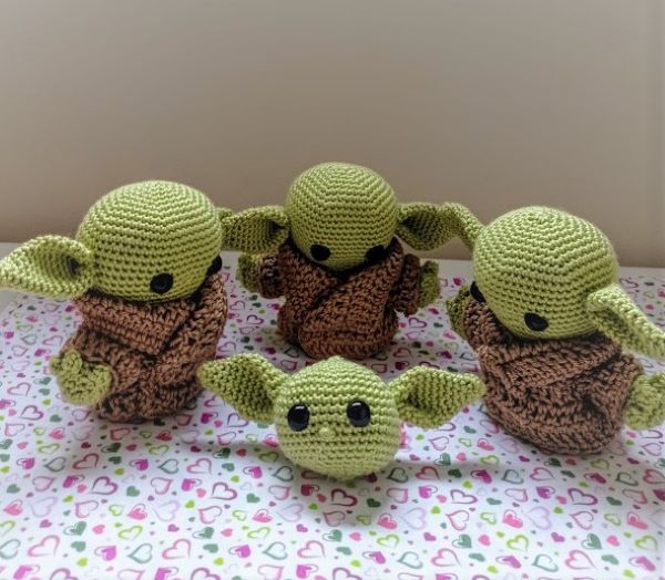 Peluche Baby Yoda, Grogu 14cm, tejido crochet amigurumi